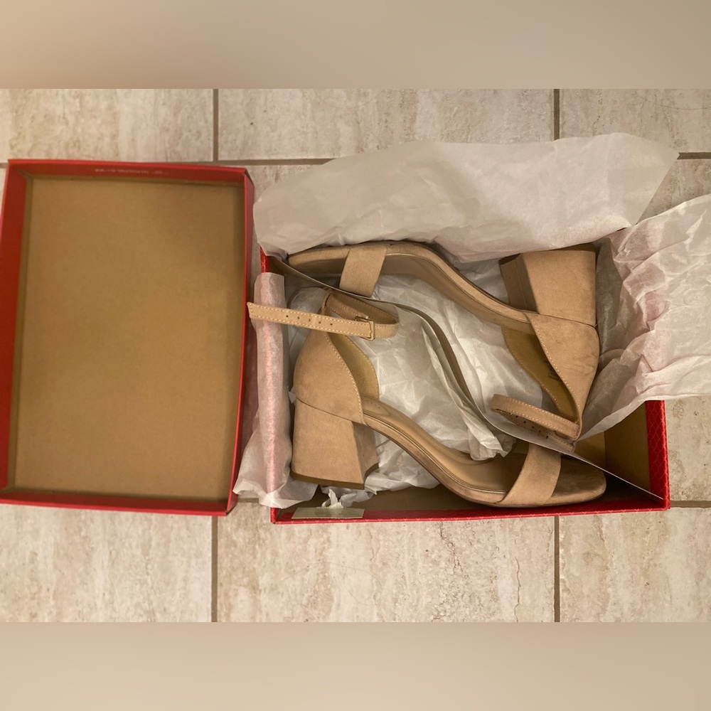 Kelly & Katie Beige Block Heel Sandals